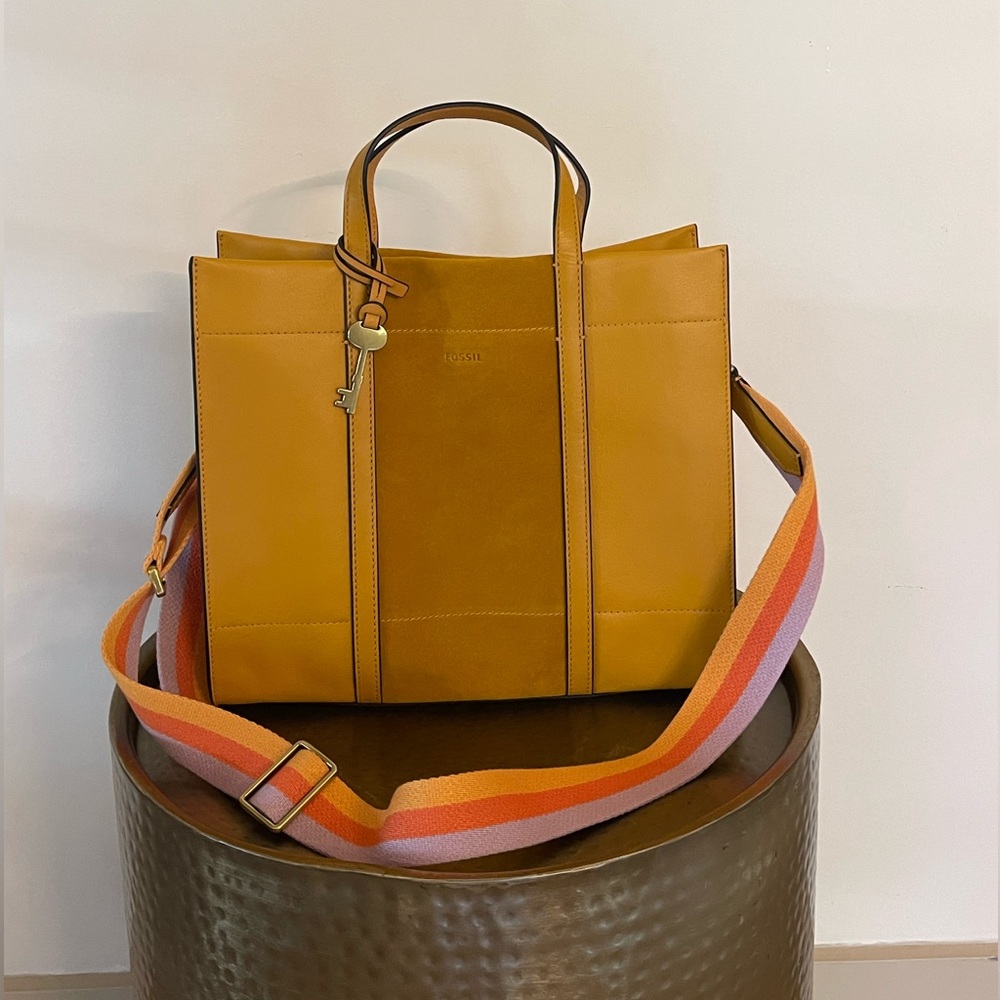 Fossil Carmen Shopper Mustard Yellow Tote Bag - NWOT